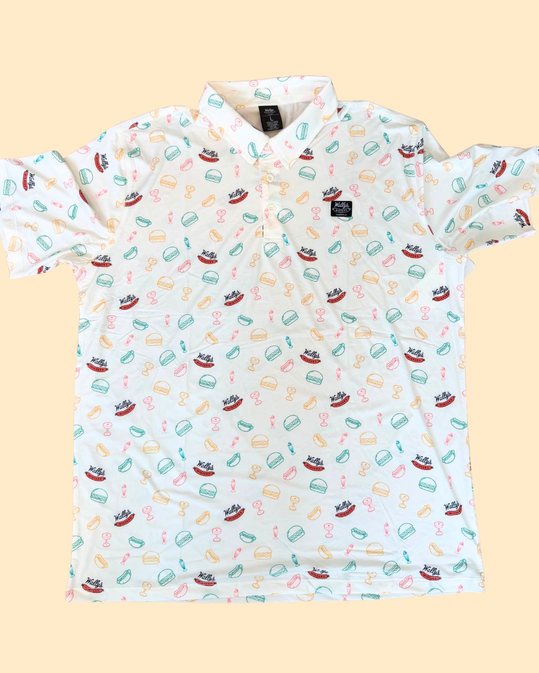 White Polo Shirt with Wally's Design